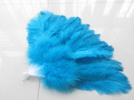 17pieces Large Feather Fan Burlesque Dance feather fan Bridal Bouquet Turquoise - Click Image to Close