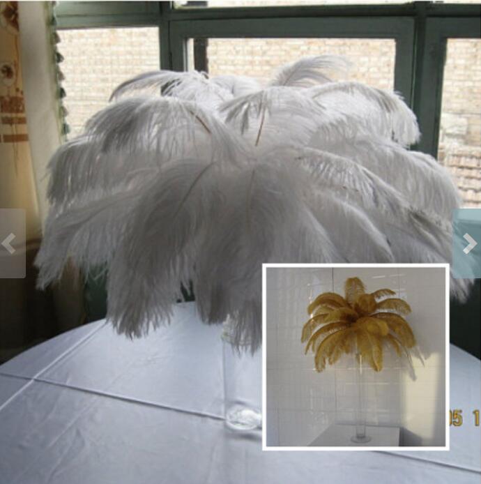 RUSH shipping 200pieces champagne and 200pieces gold 10-12inch ostrich feather - Click Image to Close