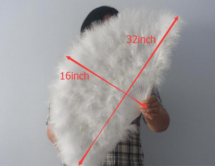 12pieces 16*32inch White Large Feather Fan Burlesque Dance feather fan Bridal Bouquet - Click Image to Close