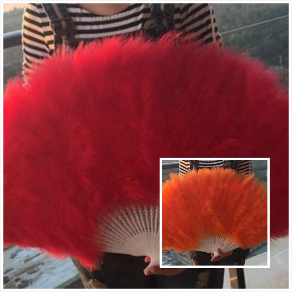 13pieces 80*45cm Large White Feather Fan Burlesque Dance feather fan Bridal Bouquet - Click Image to Close