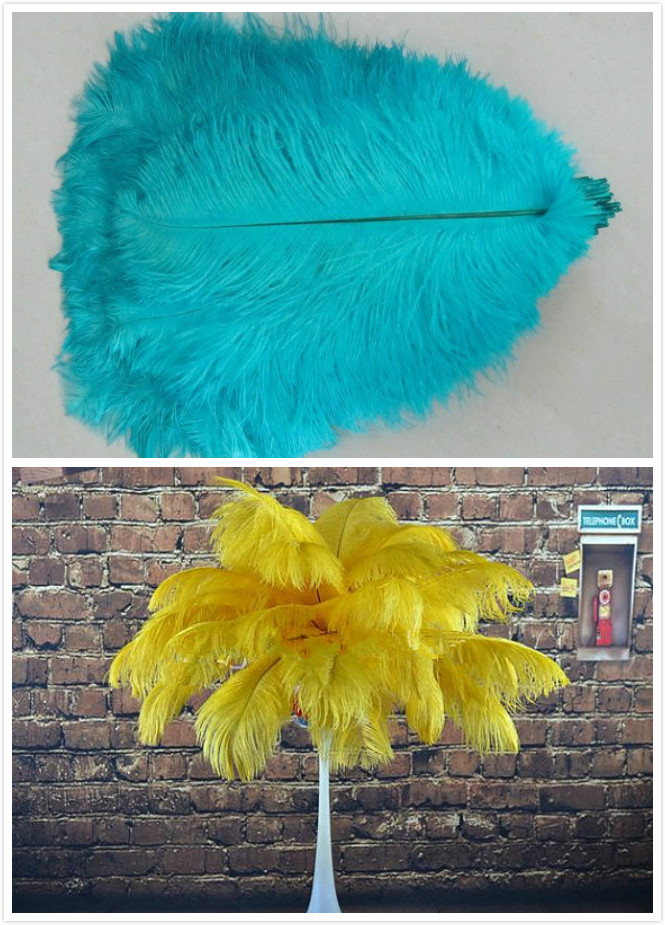 15pcs 14-16 inch(8 Gold and 7 Turquoise and 45pcs 16-18 inch(25 Turquoise and 20 Gold ) ostrich feathers