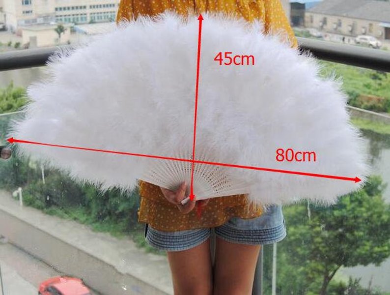 8 pieces 80*45cm Large White Feather Fans - Click Image to Close