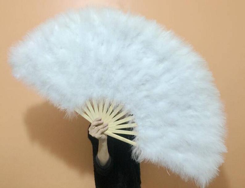 6pieces 20X40inch White Large Burlesque Fans