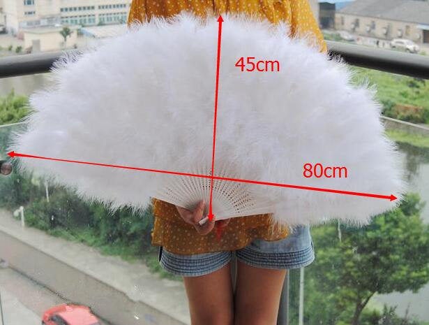 arrival in 7-8days,40pieces 80*45cm Large White Feather Fan Burlesque Dance feather fan Bridal Bouquet - Click Image to Close