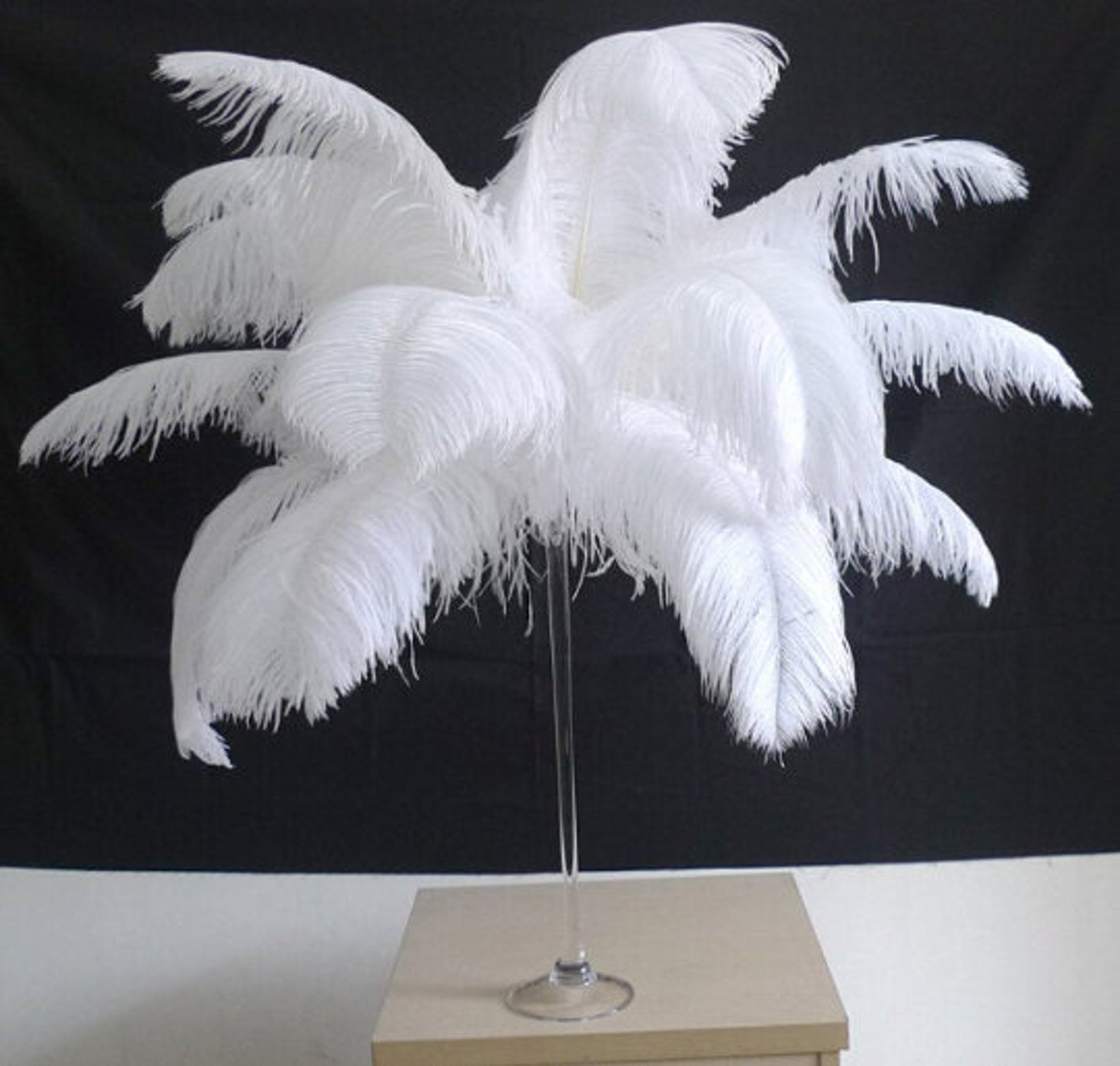 400 of 18-20" white ostrich feathers AND 200 of 12-14" white ostrich feathers