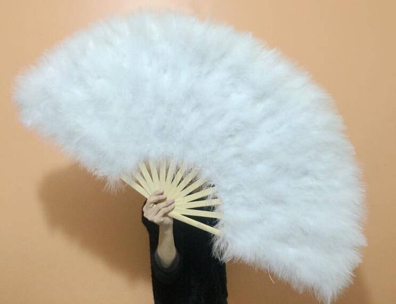 19pairs（38 WHITE fans ),20X40inch Large Burlesque Fan - Click Image to Close