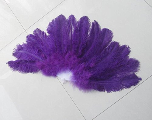 9pieces 80*45cm Large Ostrich Feather Fan Burlesque Dance feather fan Bridal Bouquet Purple - Click Image to Close