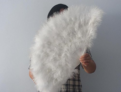 Delivered in 4days,4pieces 80*45cm white Large Burlesque Dance feather fans - Click Image to Close