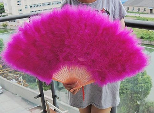 8pieces 80*45cm Large Burlesque Dance feather fan Bridal Bouquet Hot Pink
