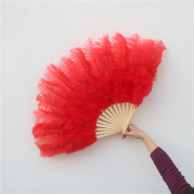 4pieces red Dance Feather Fans,SIZE:32inchX18inch