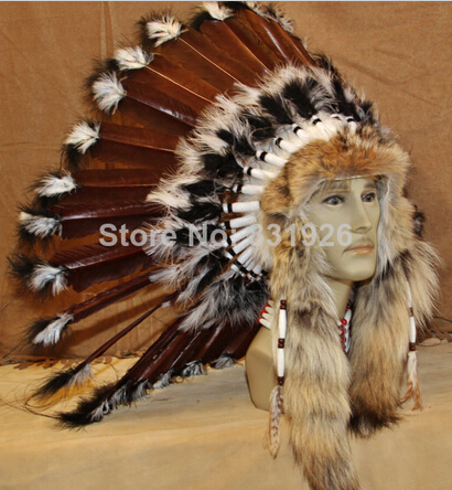 Indian Brown Feather Headdress Festival,Holloween,Carnival - Click Image to Close