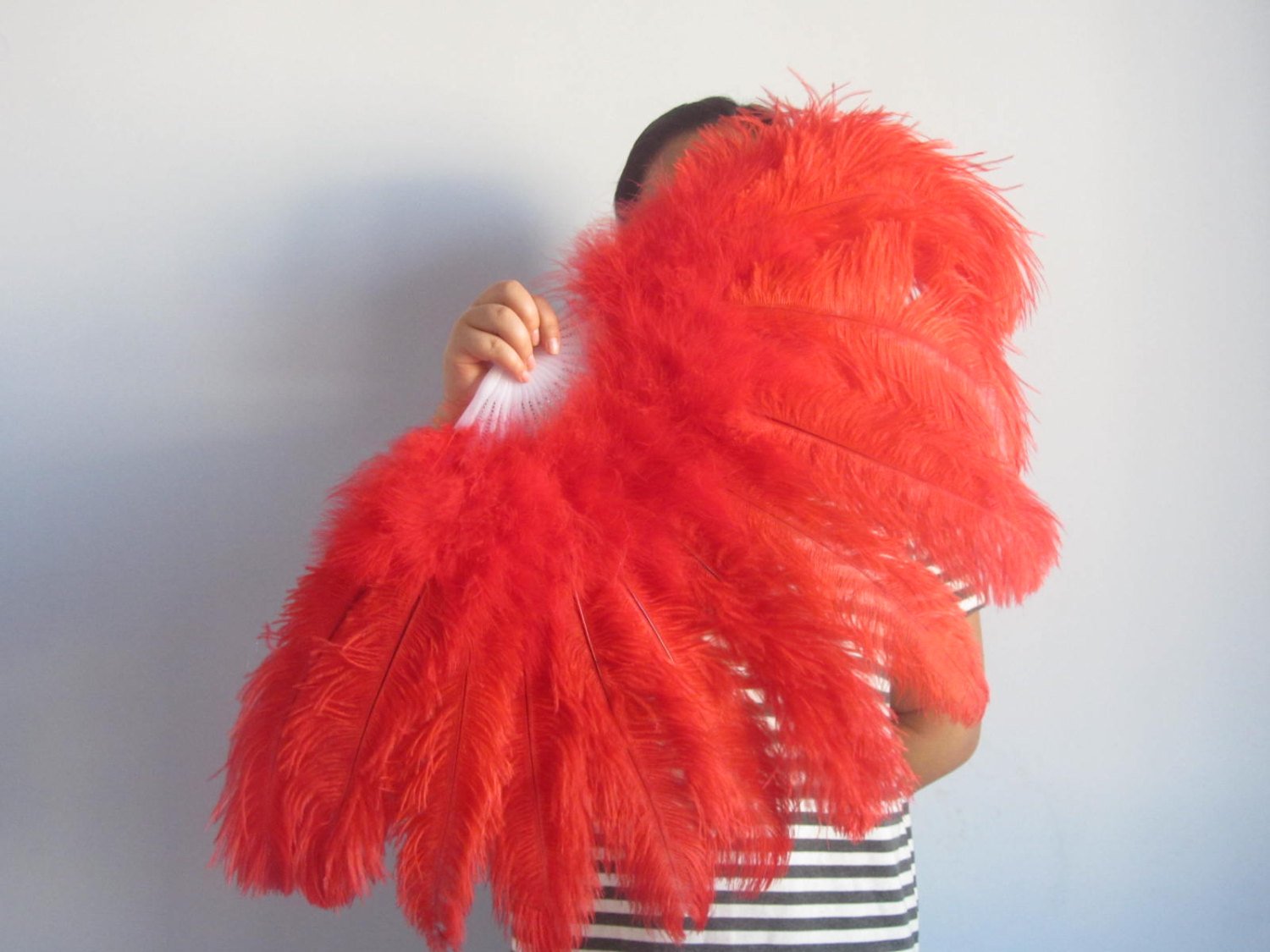 16pieces 80*40cm Large Burlesque Dance feather fan Bridal Bouquet RED - Click Image to Close