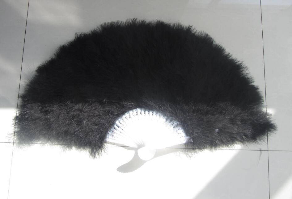 12pieces BLACK 80*45cm Large White Feather Fans - Click Image to Close