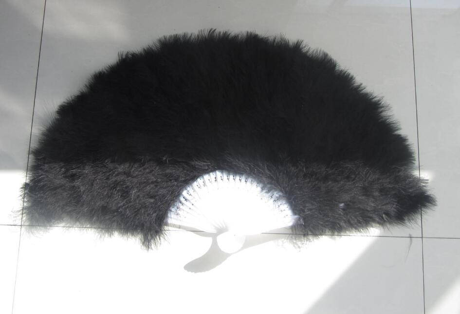 12pieces BLACK 80*45cm Large White Feather Fans