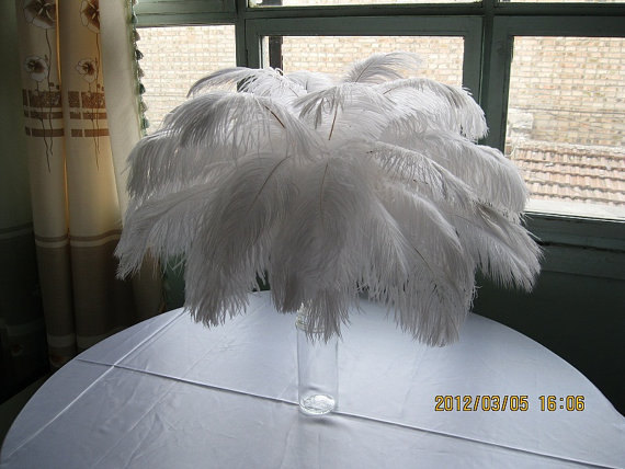 500pieces White 18-20inch ostrich feathers for centerpieces - Click Image to Close