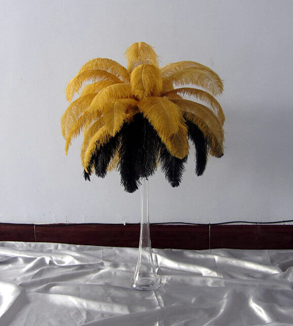 50pieces(half black ,half gold) 12-14inch ostrich feathers 50pieces(half black ,half gold) 12-14inch ostrich feathers