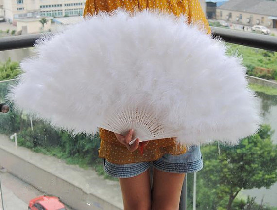 10pieces WHITe 80*45cm Large Burlesque Dance feather fan Bridal Bouquet - Click Image to Close