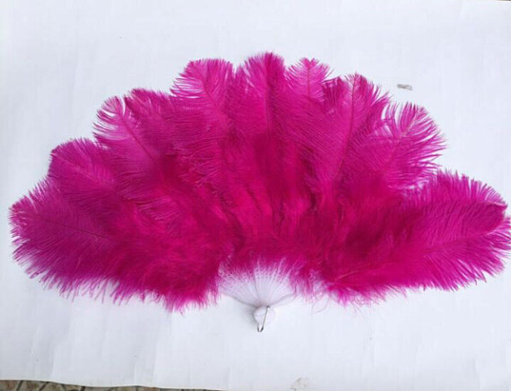 16pieces 60 centimeter large ostrich feather fans , Hot pink color - Click Image to Close