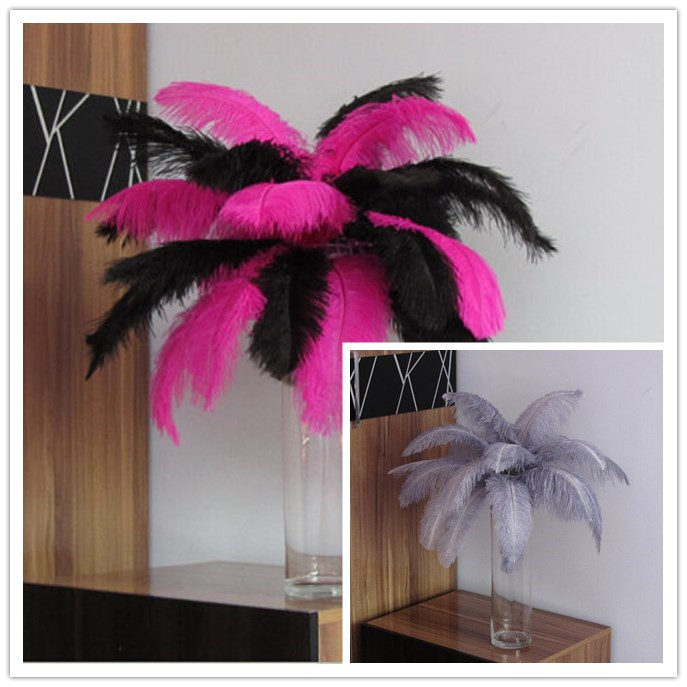 120pieces(50 black,50 silver,20hot pink ) 10-12inch ostrich feathers - Click Image to Close