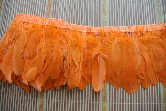 20 meters Orange Goose feather trimming fringe 6-7inch in width - Click Image to Close