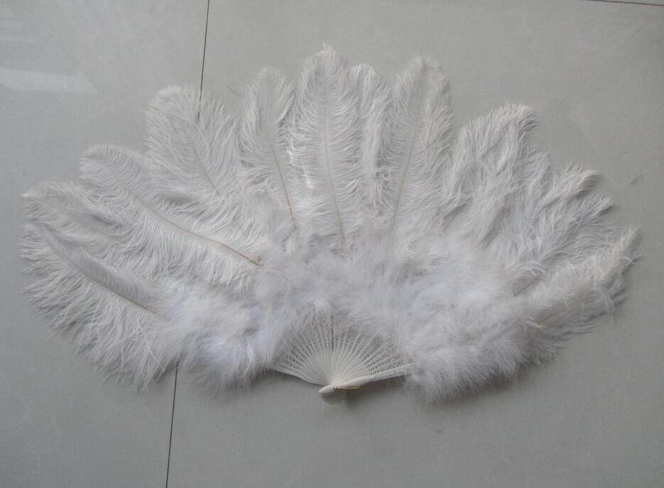 20pieces 45*90cm White Large Feather Fan Burlesque Dance feather fan Bridal Bouquet - Click Image to Close